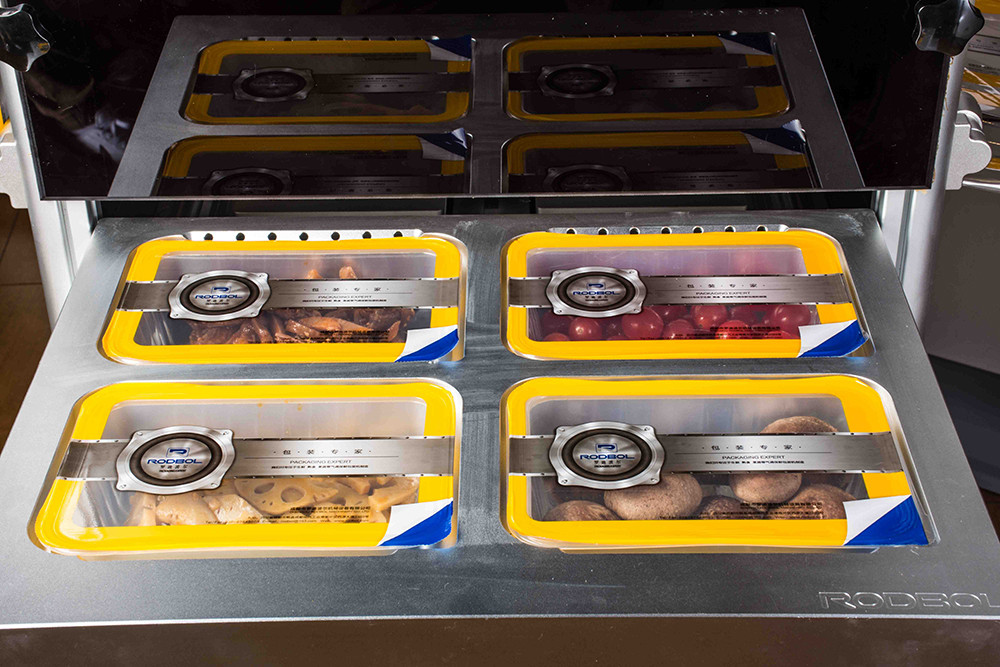 Auto Vacuum Food Tray Sealer Machine Gas Flushing Map Packaging Equipment