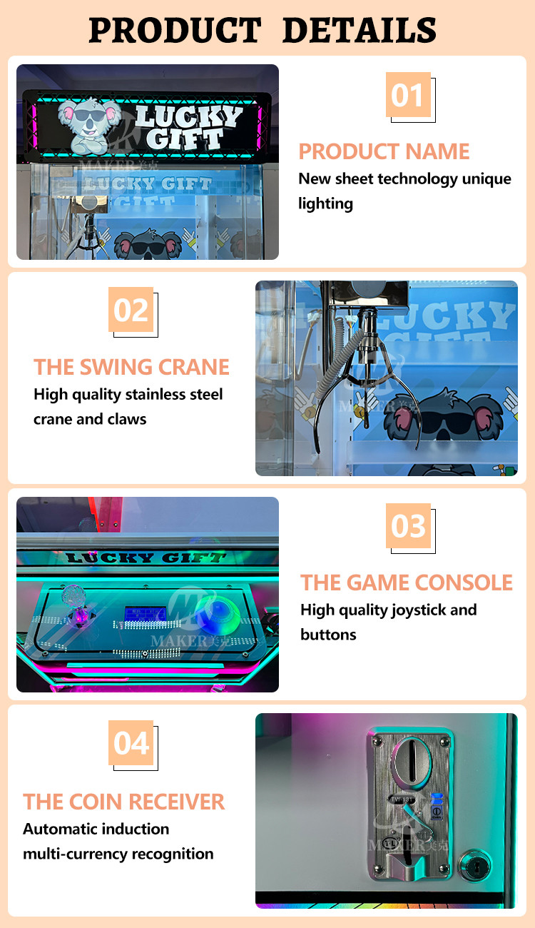 Indoor Crane Machine Plush Toys Arcade Game Coin Operate Claw Machine For Playing