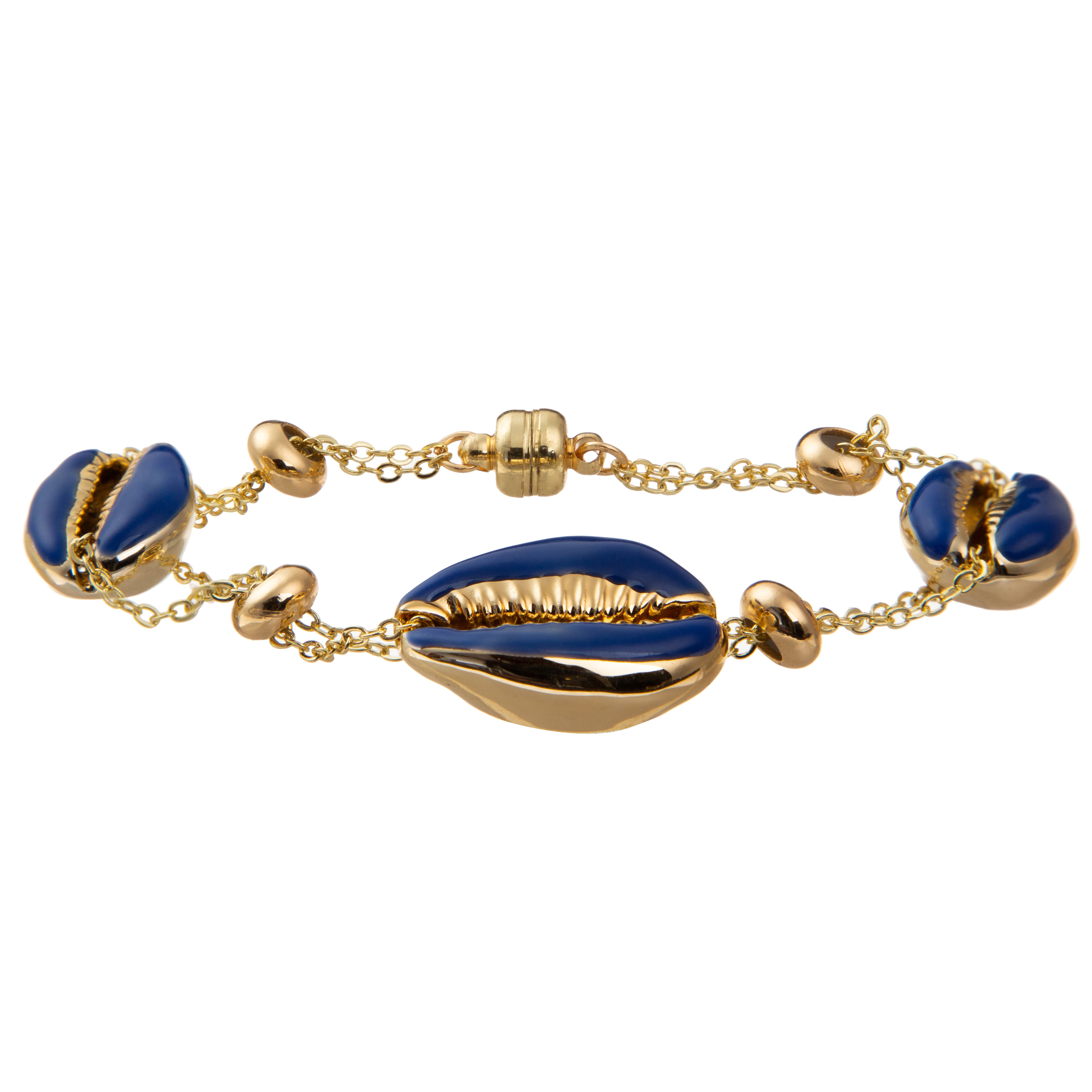 Colorful Shell Minimalist Personalized 14K Gold-Plated Magnetic Chain Link Bracelet