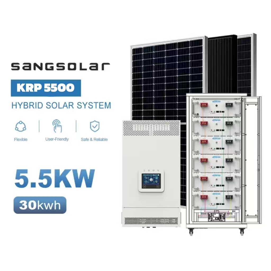Sangsolar 5.5kw 10kw 48v 220v 230v 15kwh 30kwh Lithium Battery Off Grid Solar Power System Without Battery