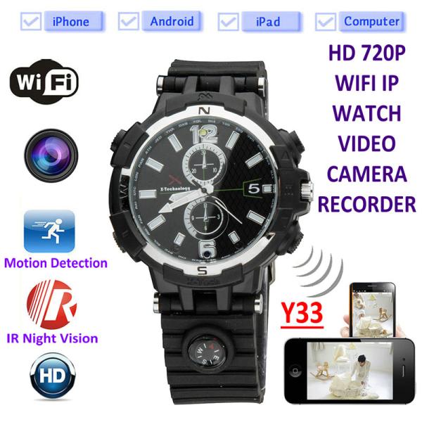 Y33 8GB 720P WIFI IP Spy Watch Camera Home Security Smart Remote CCTV Video