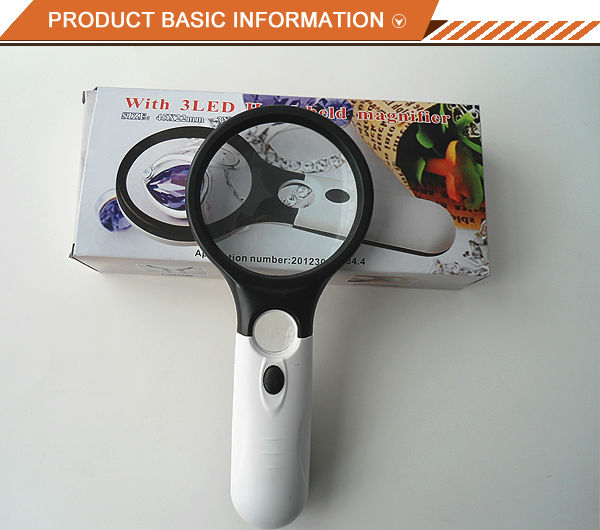 Jewelry Loupe 45X Handheld Reading Magnifier 3 LED Light Reading Magnifying
