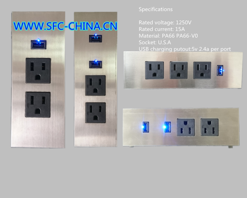 USB Charging 5v 2.4a per port Desktop Socket / Tabletop Socket /stainless steel of face