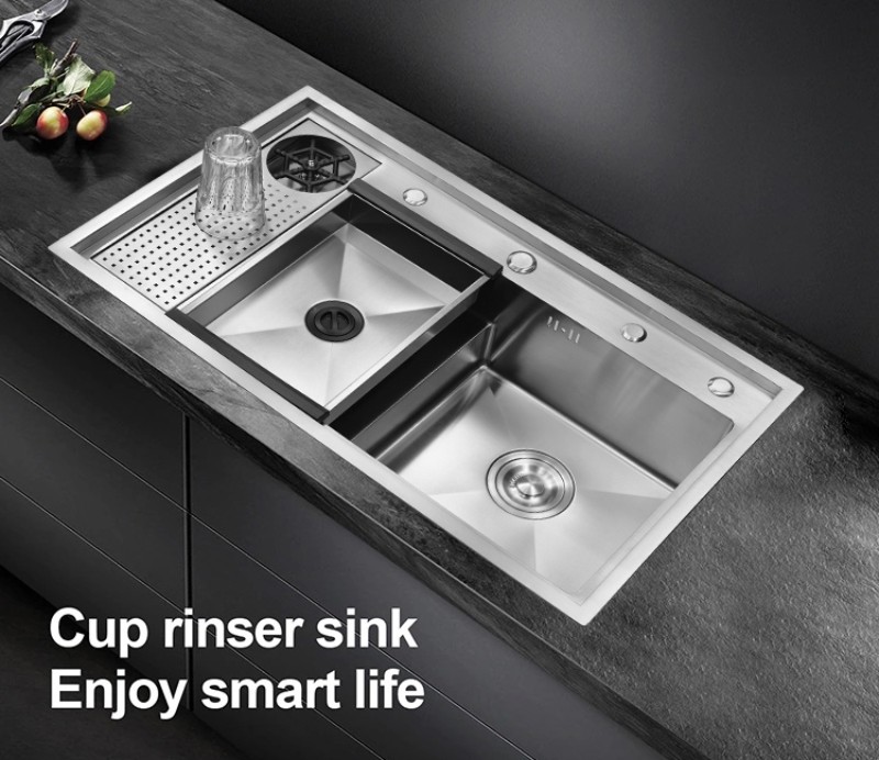 Handmade Cup Rinser Sink Stainless Steel 16 Gauge Single Bowl 33x22