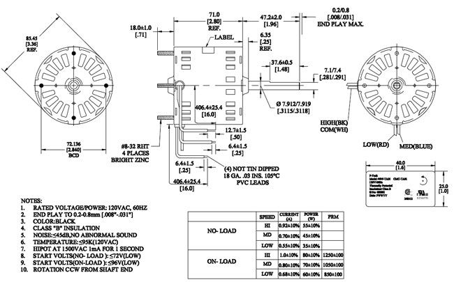 Capacitor Running 3.3" Motor Single Phase Asynchronous Motor For Air Conditioning