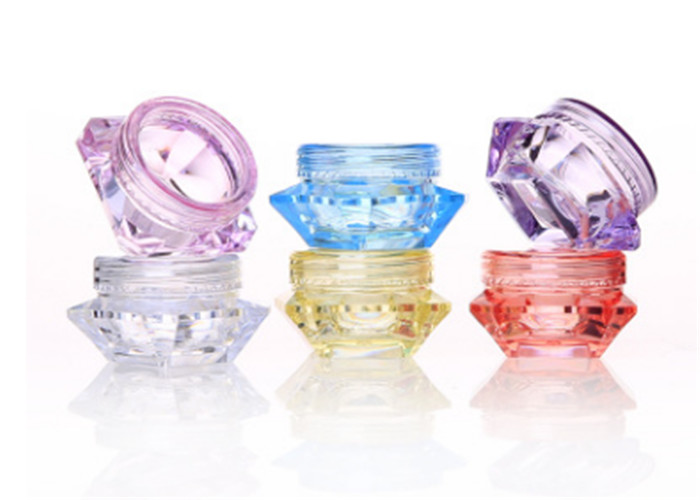 Diamond Shape Plastic Cosmetic Jars Non Spill Various Color 5 / 10 / 15G