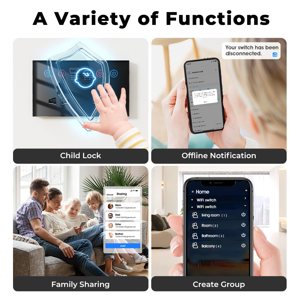Tuya Smart Wall Socket voice control WIFI Alexa Power Monitor Home Automation US EU UK Plug USB Type-C socket 10A