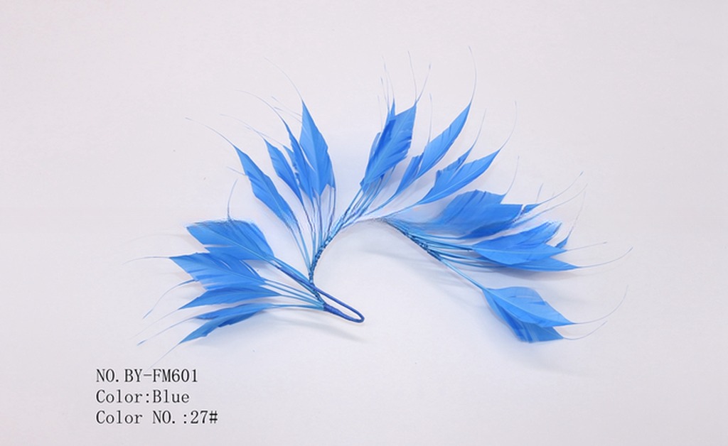 Party Decoration Stripped Goose Feather Flower Mount with Wire Accessory in Bright Colors
