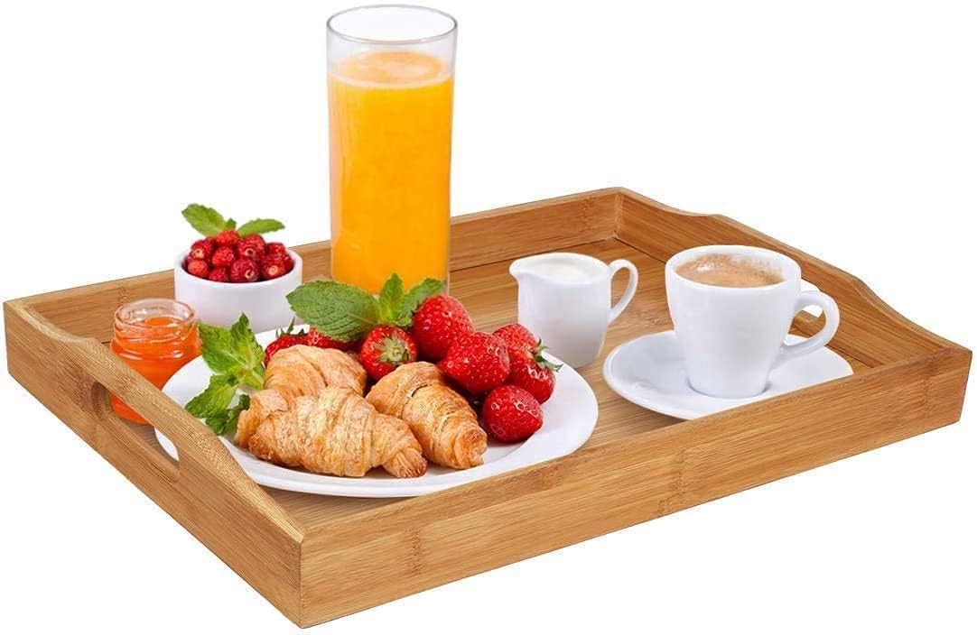 Wholesale Tray with Handles Wooden Serving Tray Snack Tray Great for Breakfast Coffee Tables