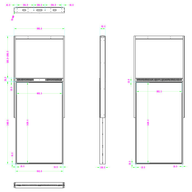 65" lcd screen two sided monitor digital signage advertising display
