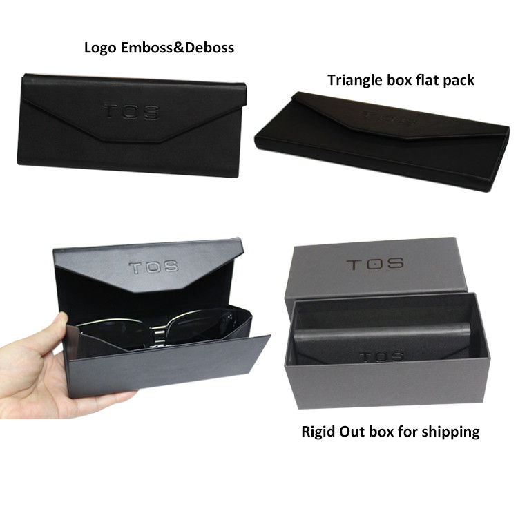 Collapsible Black Cardboard Triangle Box For Sunglass Shipping