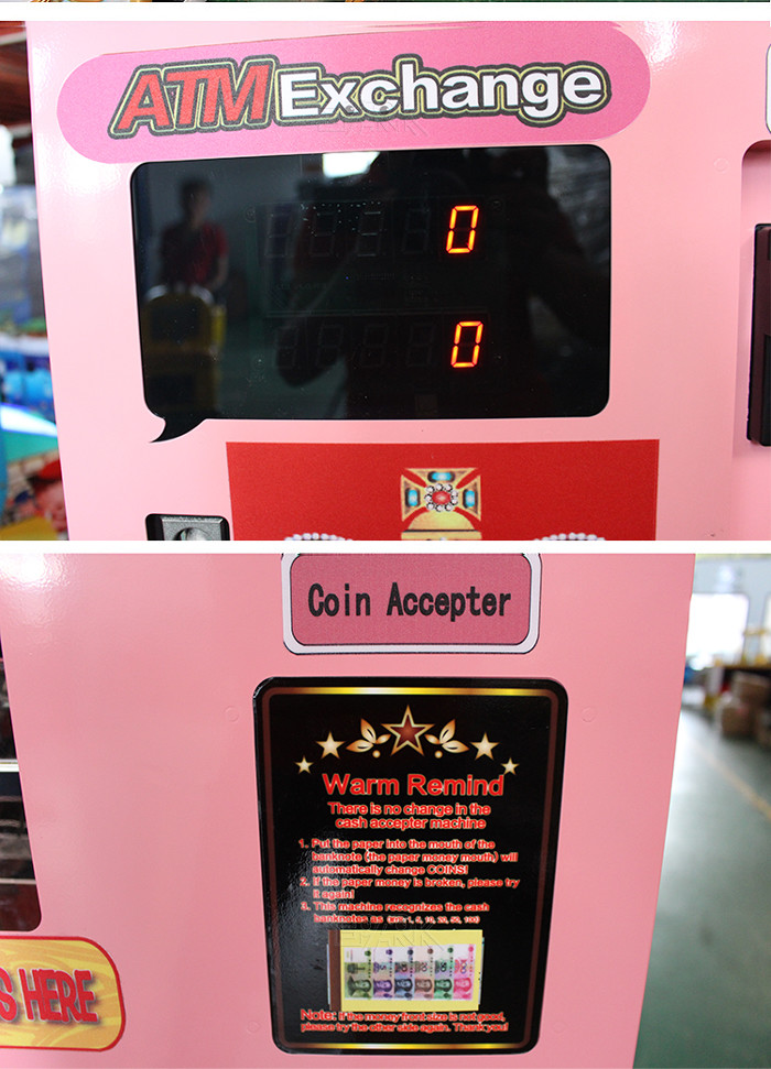 Indoor Shop Manager System Amusement Game Equipment 73W Automatic Coin Exchange Machine