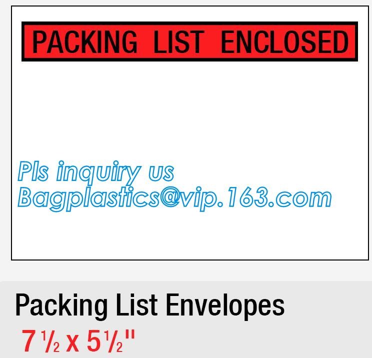 PP film 178*140mm invoice enclosed packing list envelopes, DHL Shipping pockets for waybill, A4 size plastic packing lis