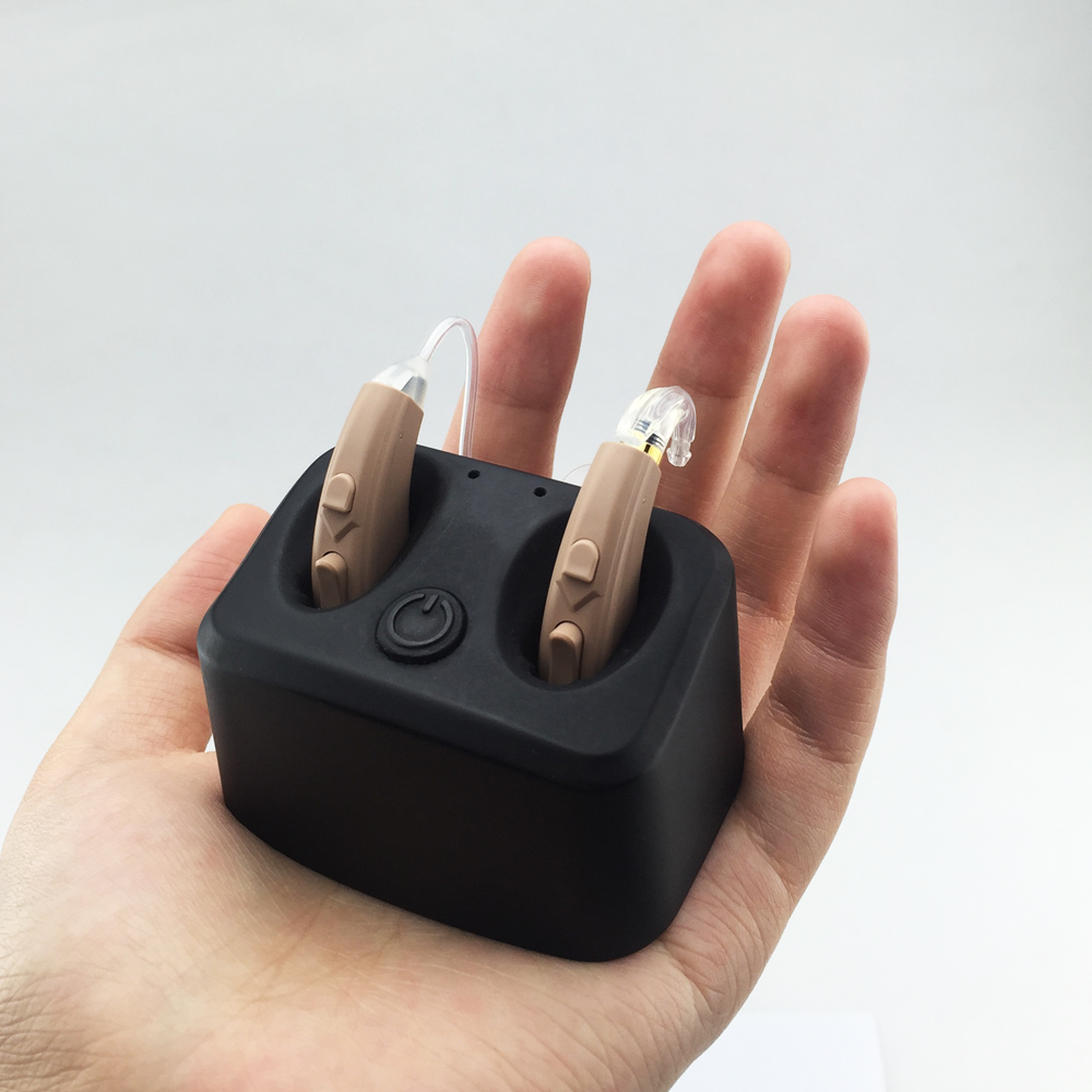 A Pair Rechargeable Hearing Aids 4 Channels Open Fit BTE