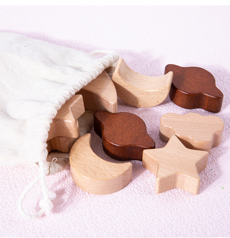 Montessori Children's Educational Toys Wooden Blocks Stars Moon Stacked Blocks Wooden Toy Diy Baby Balance Training Cons