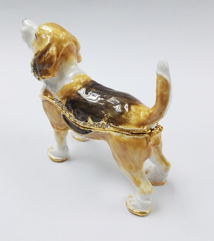 Handmade dog shape animal print jewelry box for Jewelry dog trinket boxes