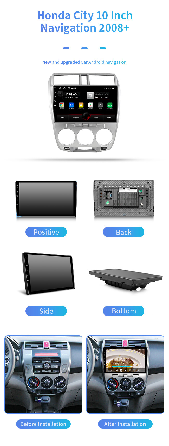 For Honda City 2008+ Bluetooth music HD video playback Bluetooth Car Navigation