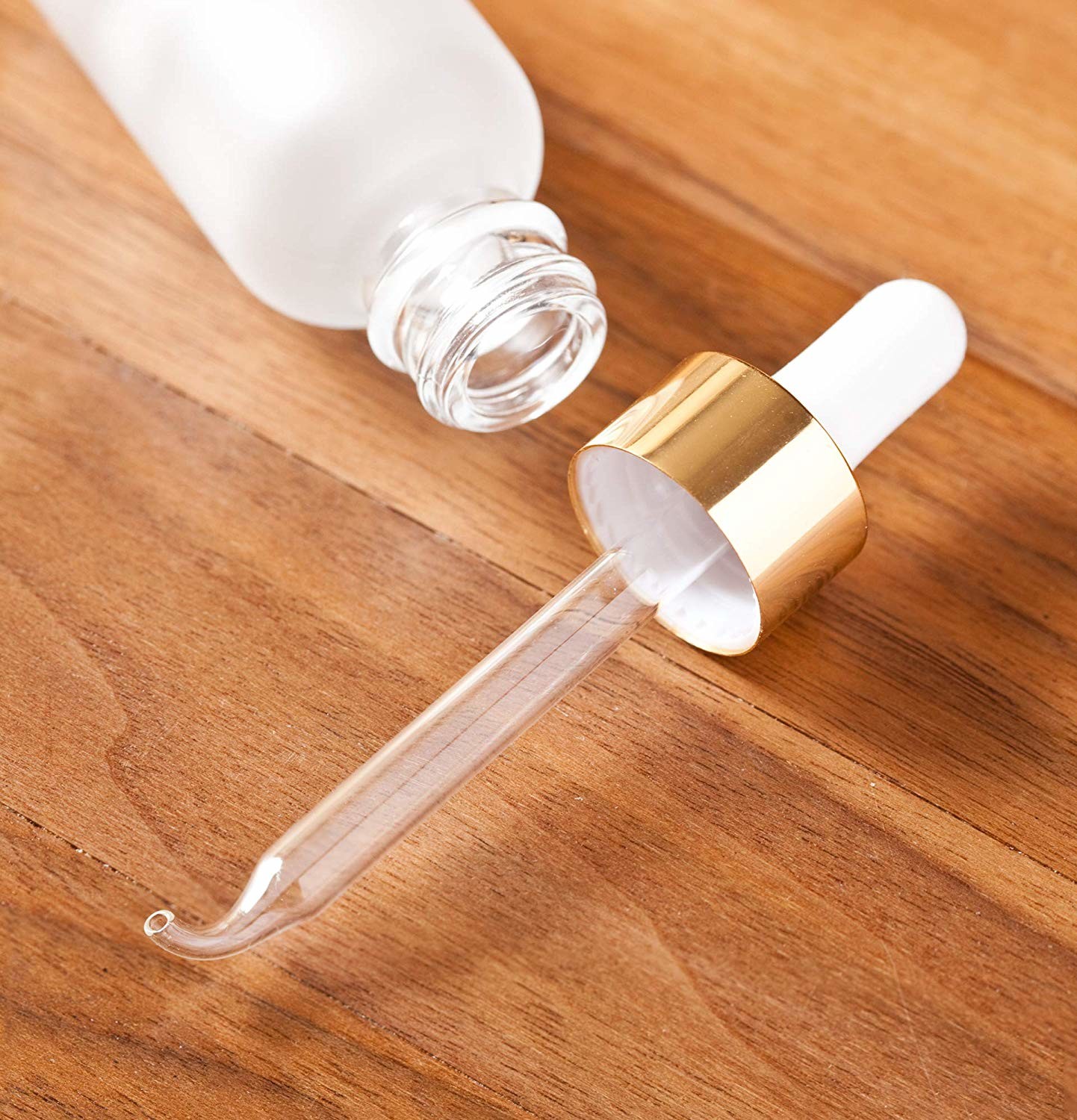 Refillable Essential Oil Glass Bottles With Gold Metal And Glass Dropper