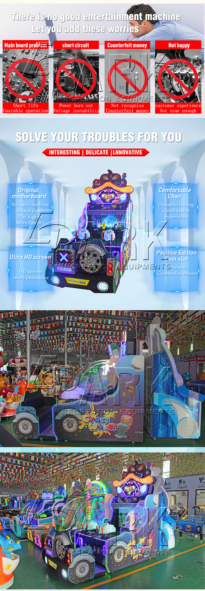 1 - 2 Players Redemption Game Machine Water Shooter Game Coin Operated Video Arcade Machine