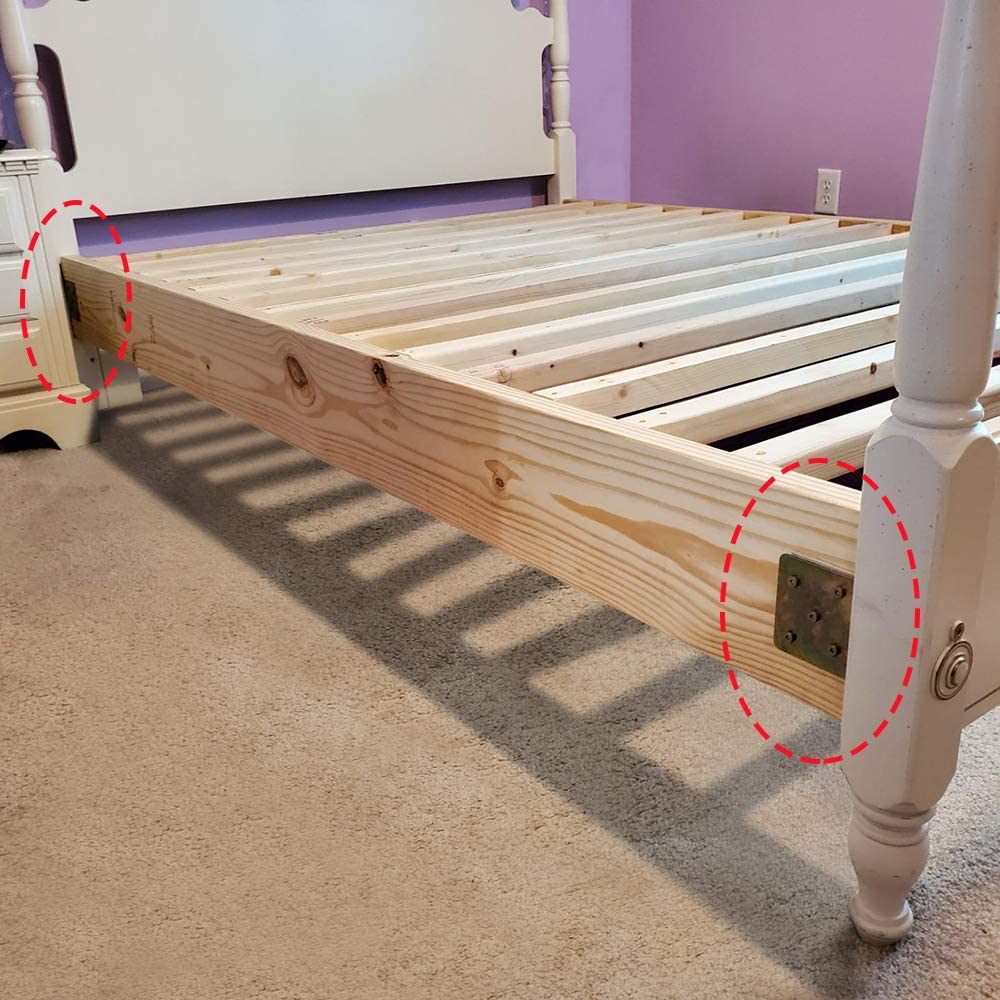 Shelf Bracket Headboard Footboard Frame Adapter Kit for Wood Bed Rail Hook Plates