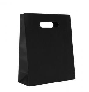  Black Printing Kraft Paper Bag Flap Die Cut Handle Shopping Paper Bags Manufactures