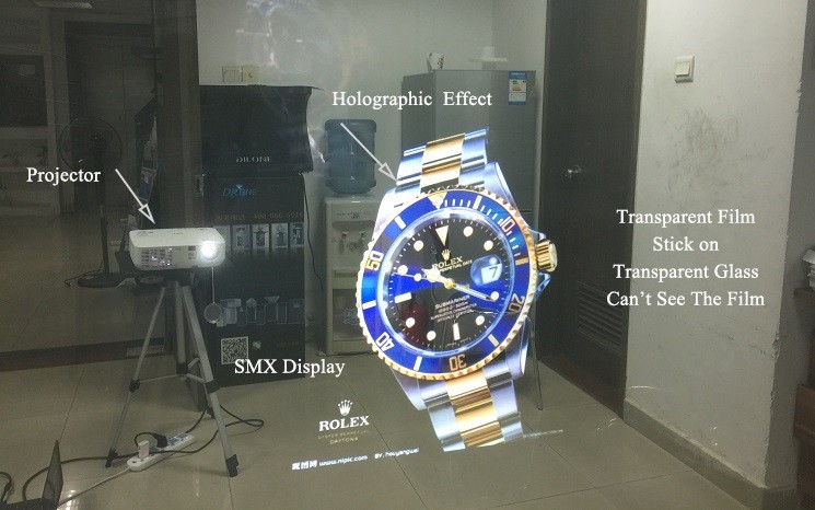 3D Transparent Grey Rear Projection Film Advertising Holographic Screen Glass Film