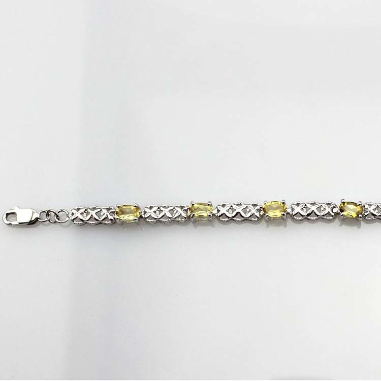 925 Silver Created Yellow Cubic Zirconia Tennis Bracelet (SB1001)