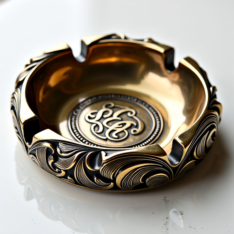 Premium Custom Antique Gold Metallic Ashtrays Quality Supplier For Unique Home Décor
