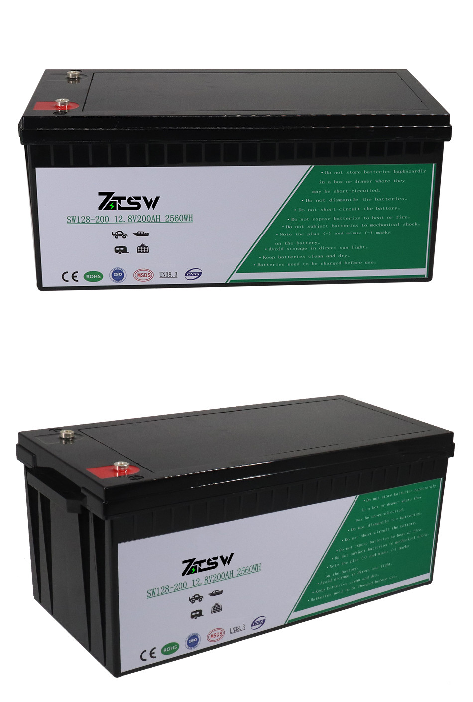 Rohs CE 200ah Lithium LiFePO4 Battery 12.8 V Deep Cycle Rechargeable Battery