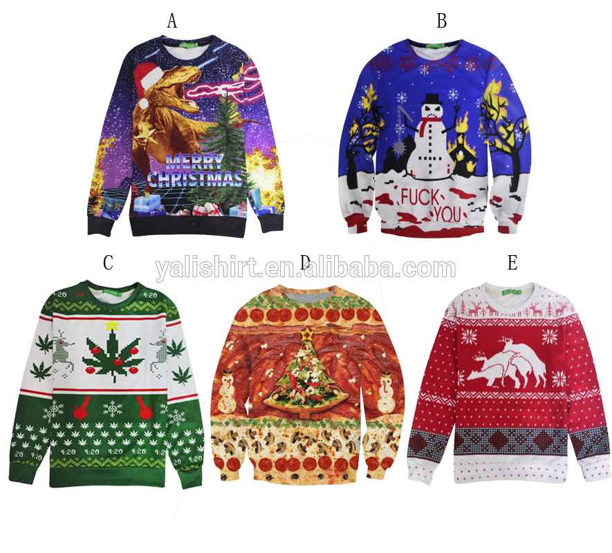 Custom 3d Sublimation T Shirt , Plus Size Mens Christmas Jumpers Xxxxl