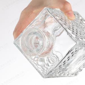 Customied Square Carved Glass Reed Diffuser Bottles with Whiskey Vodka Wine