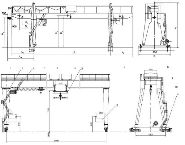 Remote Control 50 Ton Double Girder Gantry Crane A5 Work Duty
