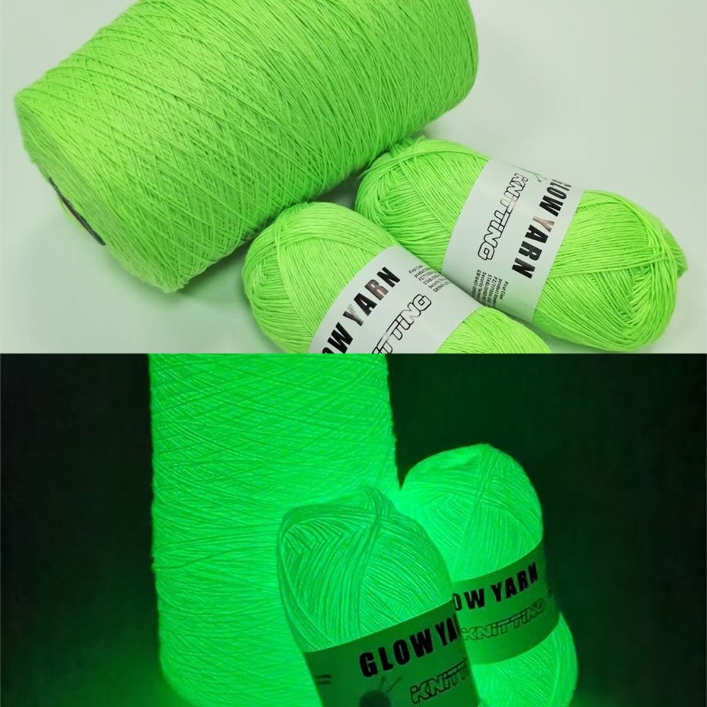 150D 2mm Glow Dark Yarn green Glow In The Dark Knitting Wool