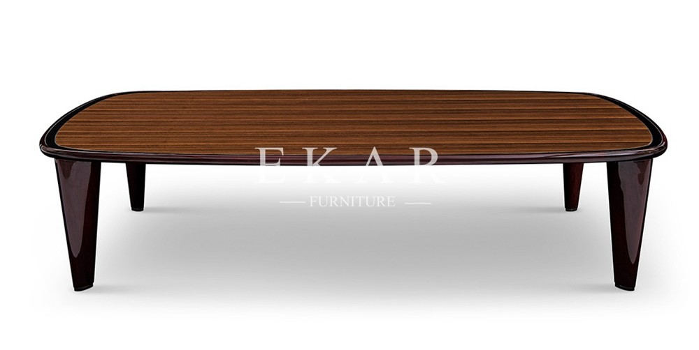 Italian High Gloss Veneer Rectangle Shaped Modern Coffee Table