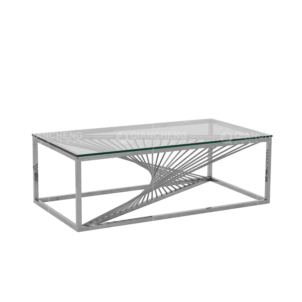 Stable Metal Coffee Table 51x28x30inch Tempered Glass Coffee Table
