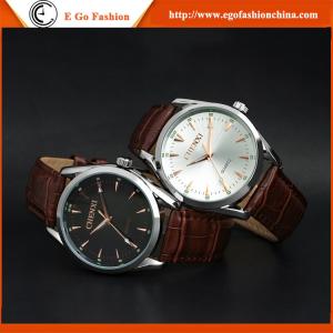 China E Go Fashion 006A Stainless Steel Quartz Watch Genuine Leather Strap Watches Unisex Man on sale