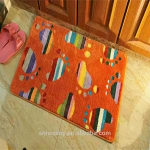 Polyester hand tufted pattern modern bath room mat with latex backing