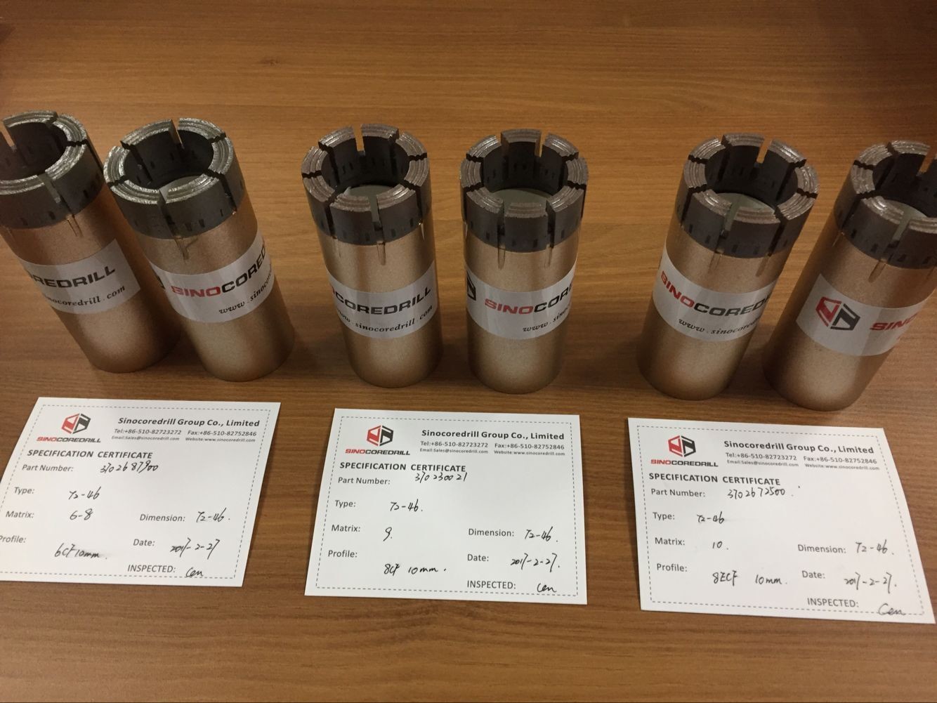 Single Tube Diamond Drill Bits Synthetic T2- 46 Abrasive Hard Rock