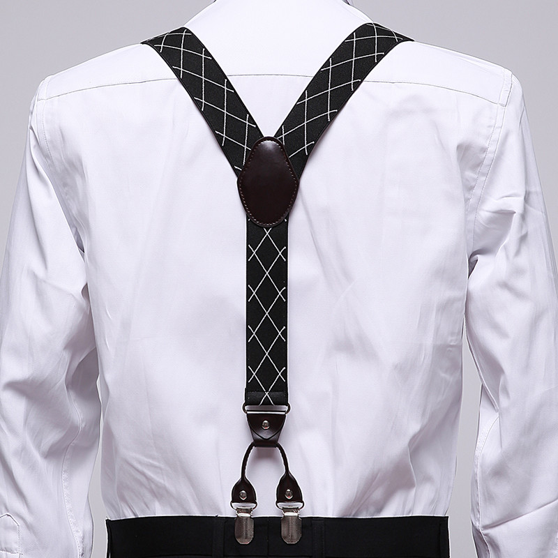 Y Style Elastic Strap Clip 110cm Genuine Leather Suspenders Custom Printed