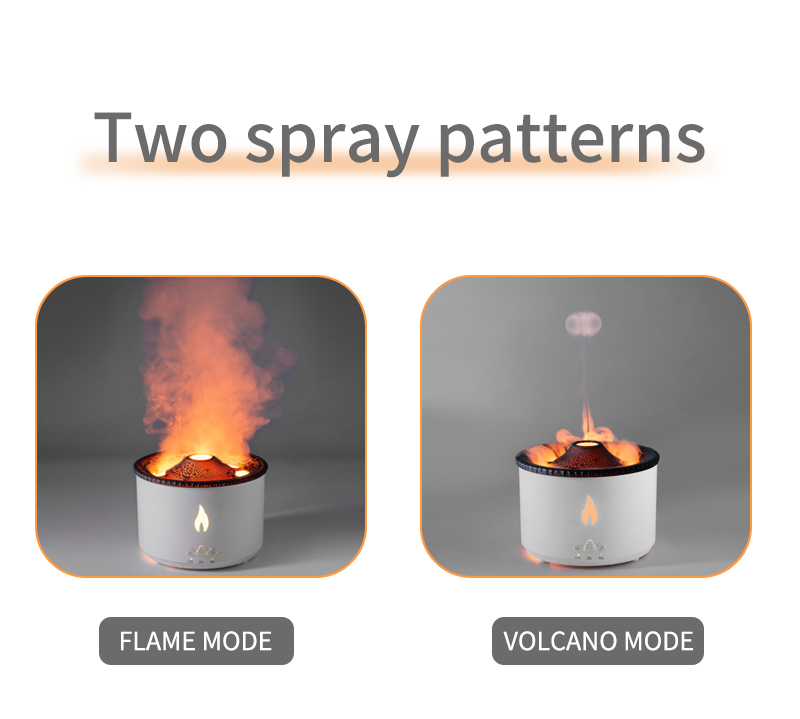 350ML Capacity 3D Flame Effect Volcano Air Humidifier Aroma Diffuser for Home Fragrance