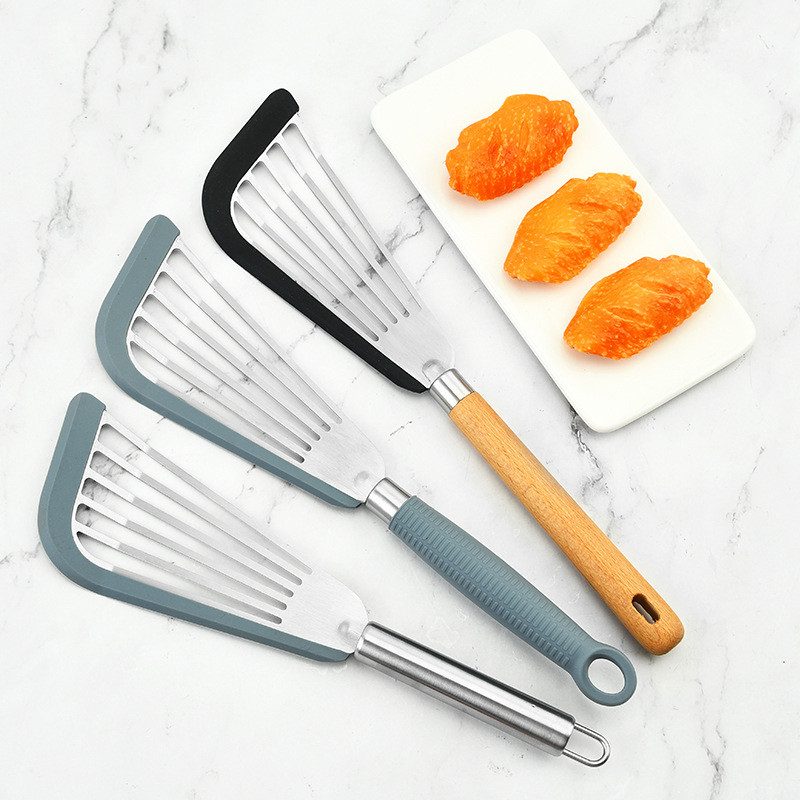 Slotted Spatula Flexible Stainless Steel Spatula with Silicone Top Soft Edge Slotted Spatula Turner Fish Slotted Spatula