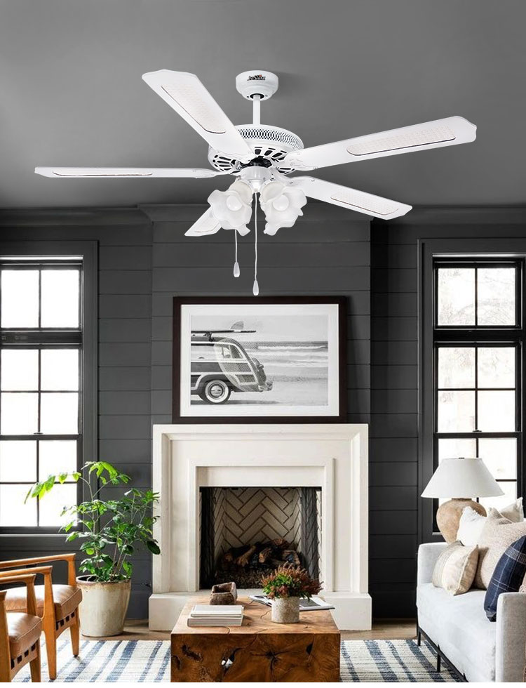 Add a Touch of Style to Your Space with this 52 Inch 5 Blade AC LED Ceiling Fan White