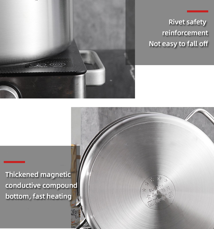 New Design Hot Pot Thickened Round Shape Stainless Steel Shabu Pot Soup Pot With Stainless Steel Handle
