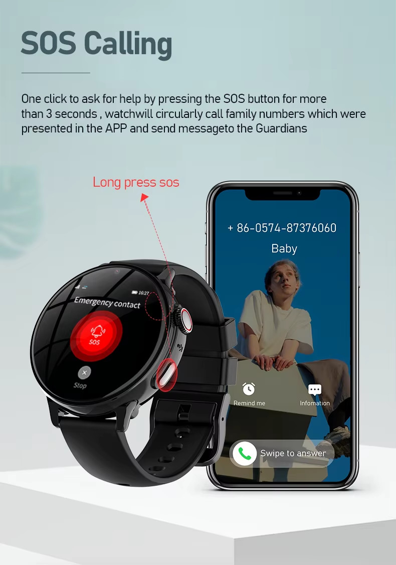 Waterproof APP Control Childrens Tracker Watch GPS WIFI LBS 600mAh