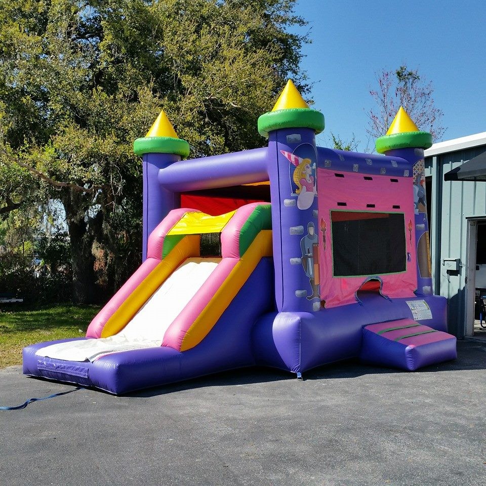 Purple Castle Princess 4 In 1 Combo Bounce House Water Slide Combo Popular