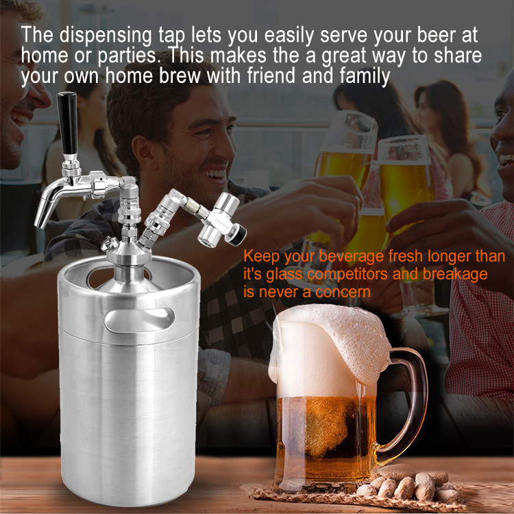 4L Vacuum Ball Lock Mini Keg CO2 Pressurised Soda Keg Dispenser