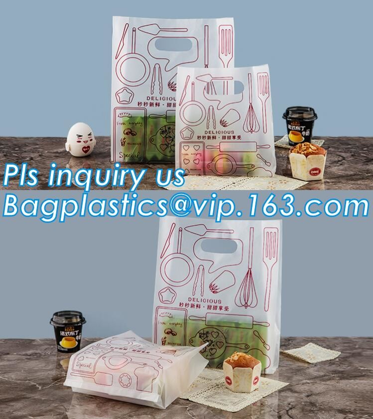 Custom Printed Stand Up Block BottomSoft Loop Handle Plastic Carrier Shopping Bag，Plastic Soft Loop Handle Bag for Shopp