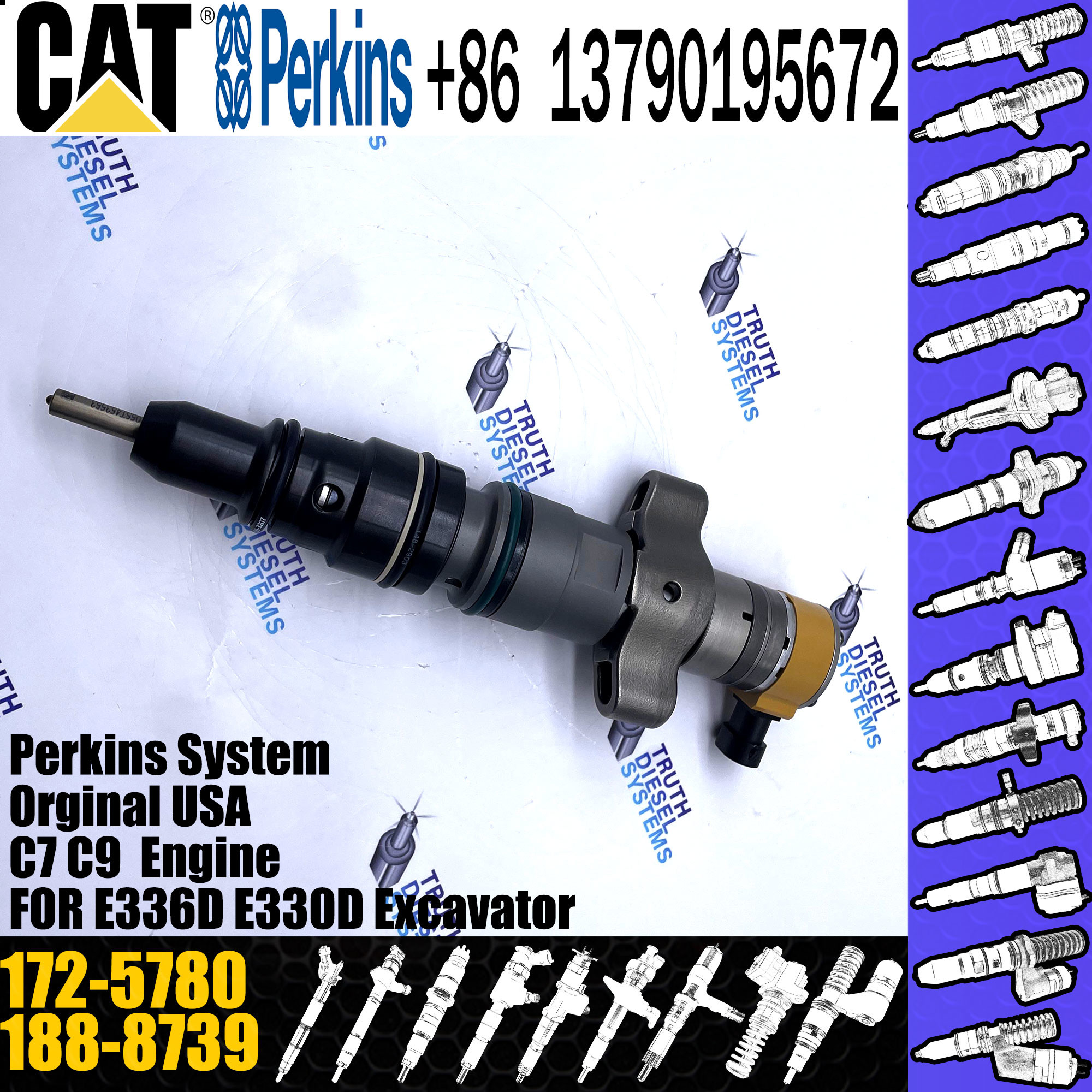 Machinery engine parts C-9 injector 188-8739 1888739 172-5780 for caterpillar D6R 627G 637G 973C