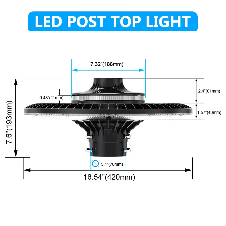 Energy-Saving LED Garden Post Light Pole Area Light 140lm/W Smart-Tuning 200W for Highway Rest Area Sports Complex Waterfront Promenade