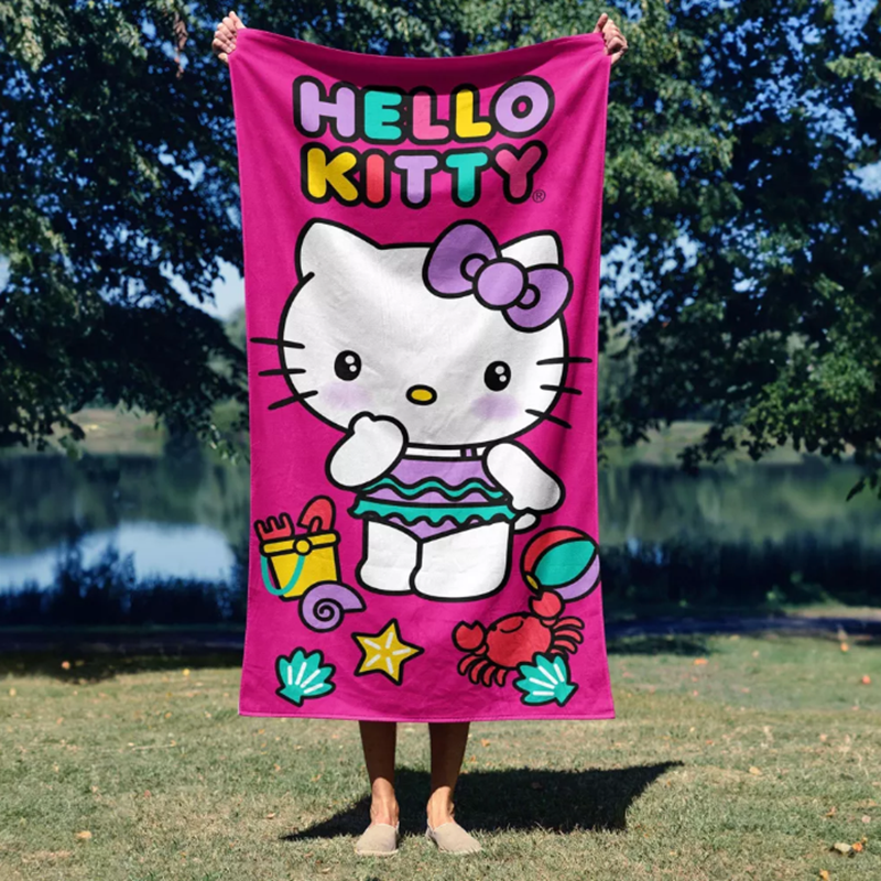 Adorable Hello Kitty Beach Towel – Soft, Lightweight, Quick-Dry Polyester Towel